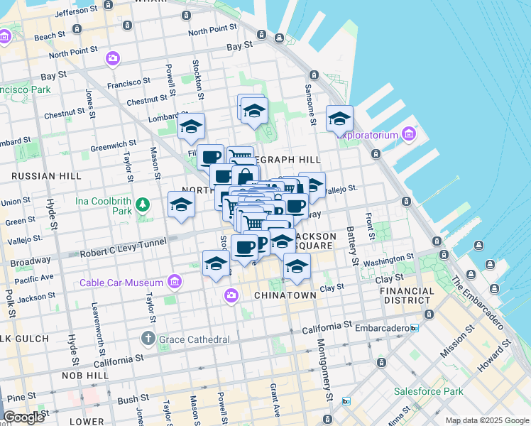 map of restaurants, bars, coffee shops, grocery stores, and more near in San Francisco