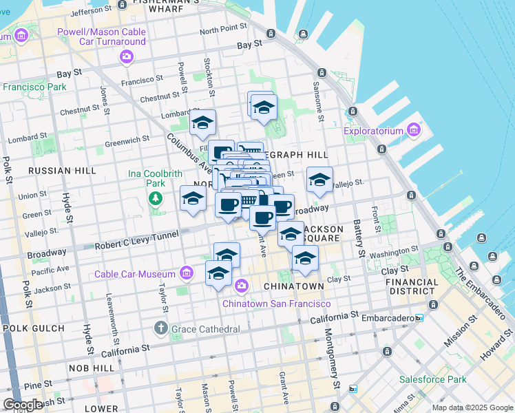 map of restaurants, bars, coffee shops, grocery stores, and more near in San Francisco