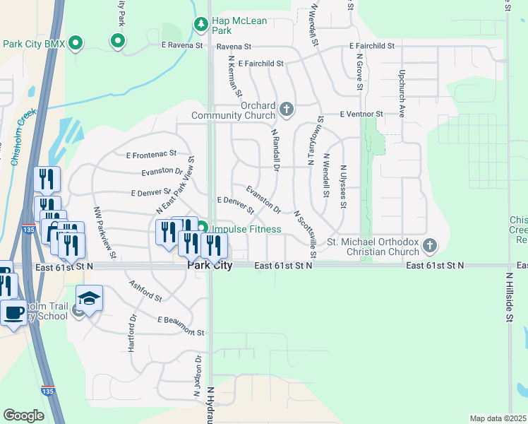 map of restaurants, bars, coffee shops, grocery stores, and more near 6346 North Randall Drive in Park City