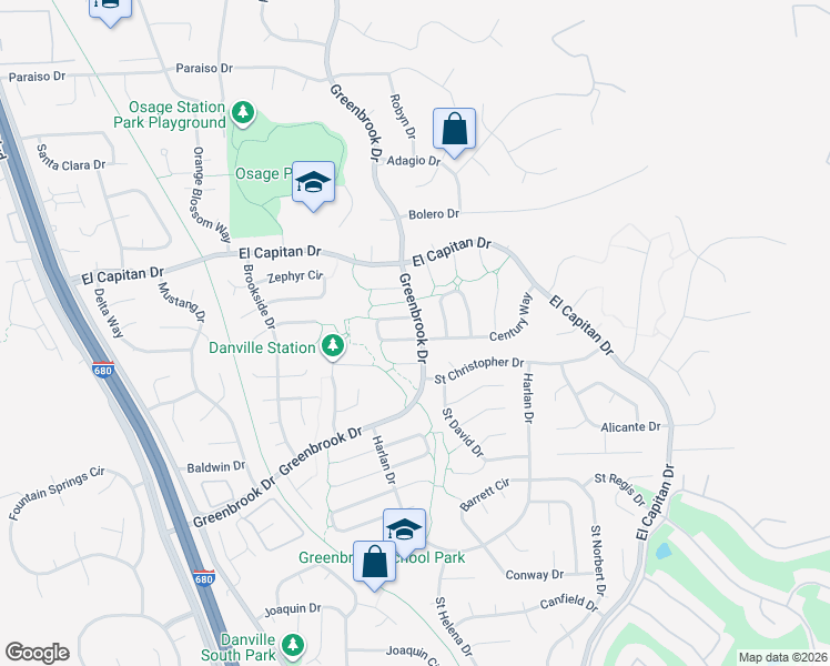 map of restaurants, bars, coffee shops, grocery stores, and more near 680 Rock Island Circle in Danville