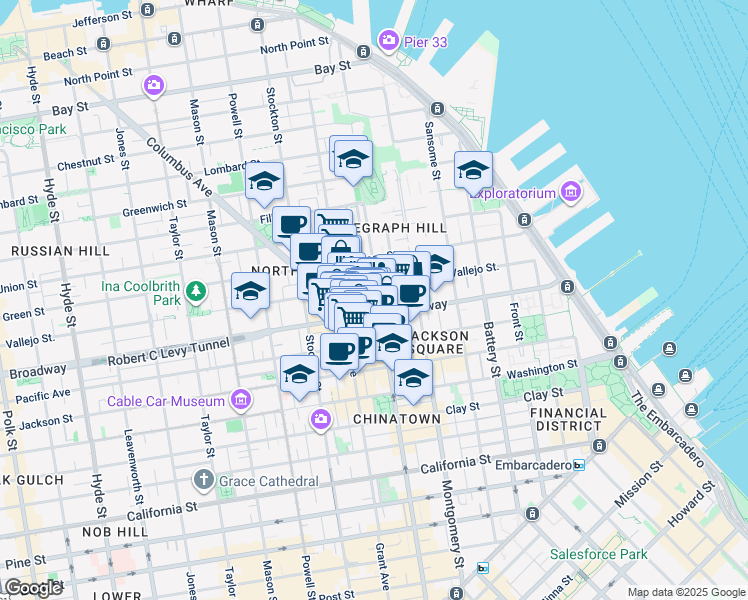 map of restaurants, bars, coffee shops, grocery stores, and more near in San Francisco