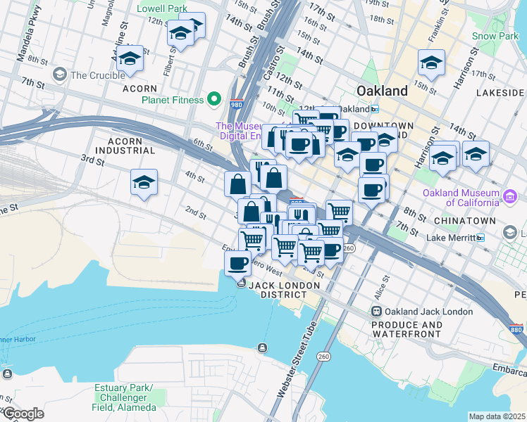 map of restaurants, bars, coffee shops, grocery stores, and more near 561 4th St in Oakland