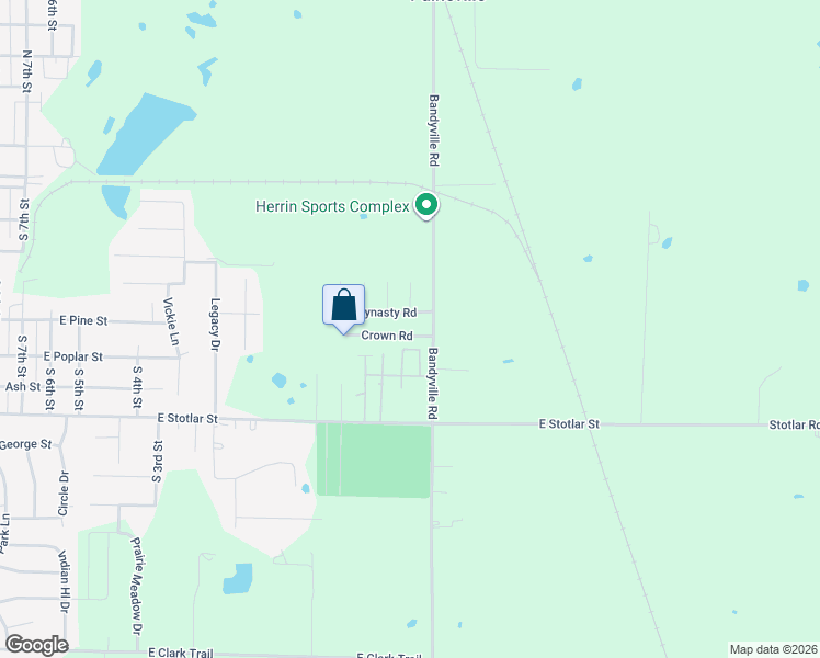 map of restaurants, bars, coffee shops, grocery stores, and more near Crown Rd in Herrin