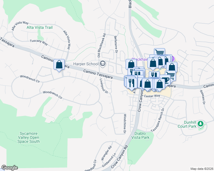 map of restaurants, bars, coffee shops, grocery stores, and more near 423 Sutton Circle in Danville