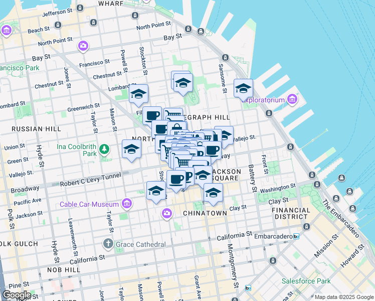 map of restaurants, bars, coffee shops, grocery stores, and more near in San Francisco