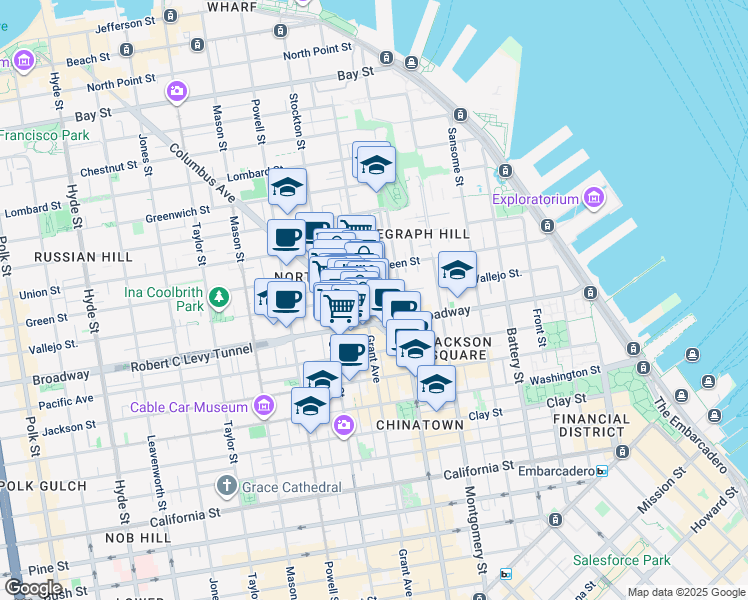 map of restaurants, bars, coffee shops, grocery stores, and more near in San Francisco