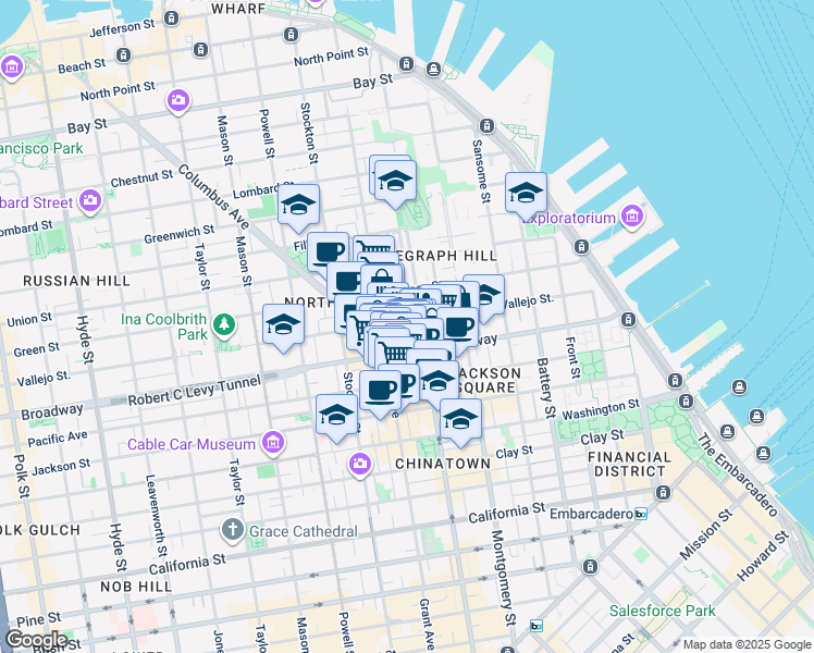 map of restaurants, bars, coffee shops, grocery stores, and more near in San Francisco