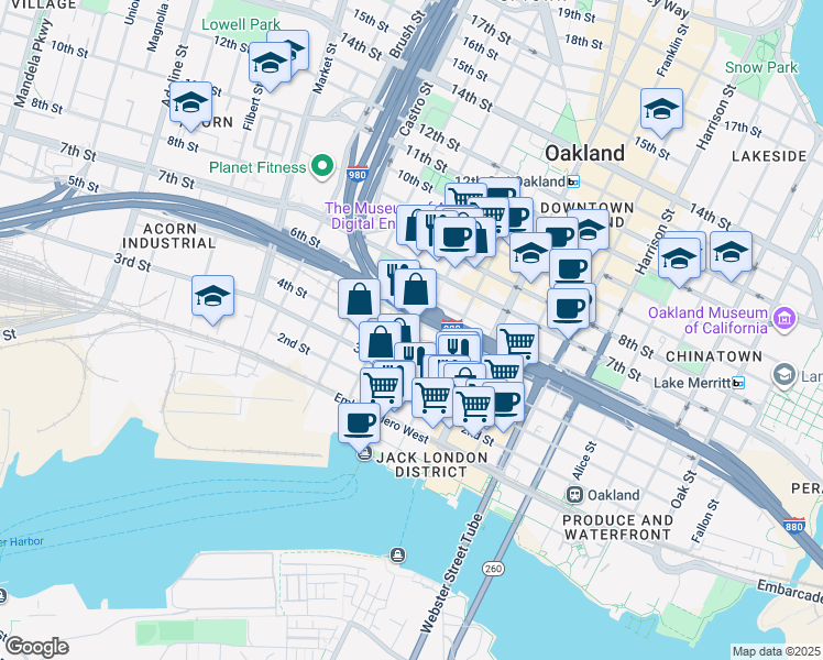 map of restaurants, bars, coffee shops, grocery stores, and more near 561 4th Street in Oakland