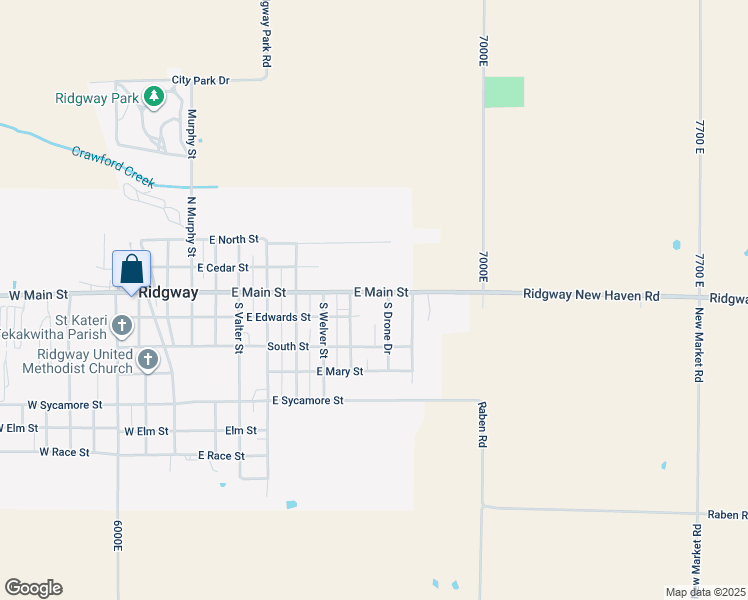 map of restaurants, bars, coffee shops, grocery stores, and more near Cobblers Lane in Ridgway