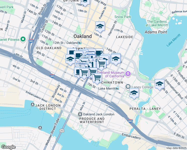 map of restaurants, bars, coffee shops, grocery stores, and more near 273 8th Street in Oakland