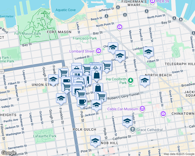 map of restaurants, bars, coffee shops, grocery stores, and more near in San Francisco
