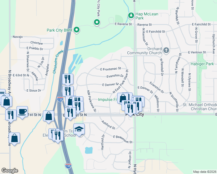 map of restaurants, bars, coffee shops, grocery stores, and more near 1336 East Charleston Drive in Park City