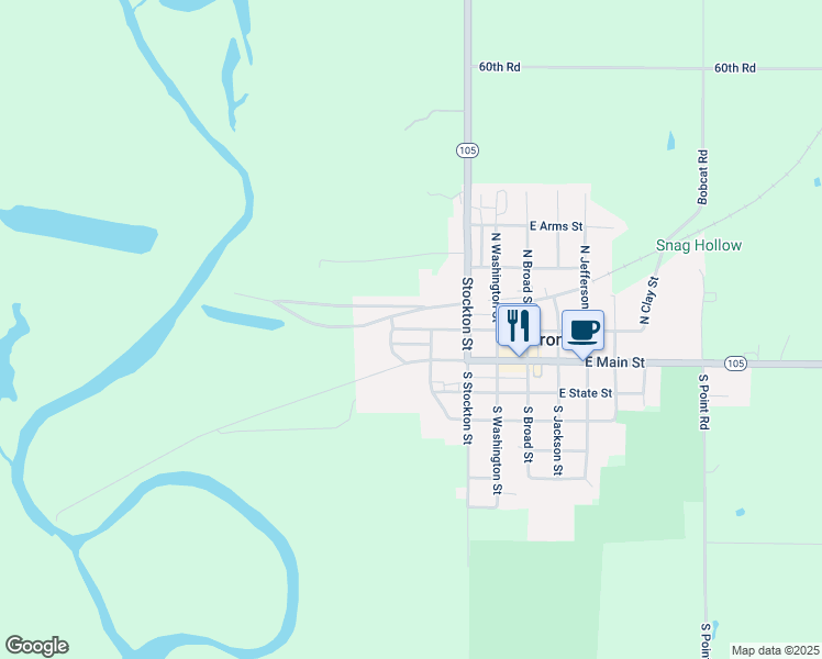 map of restaurants, bars, coffee shops, grocery stores, and more near 105 North Walnut Street in Toronto