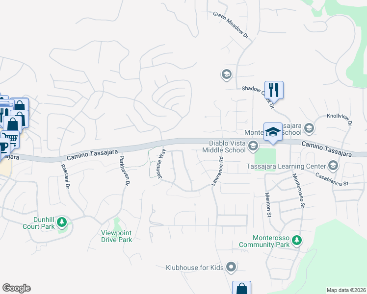 map of restaurants, bars, coffee shops, grocery stores, and more near 334 Squirrel Ridge Way in Danville