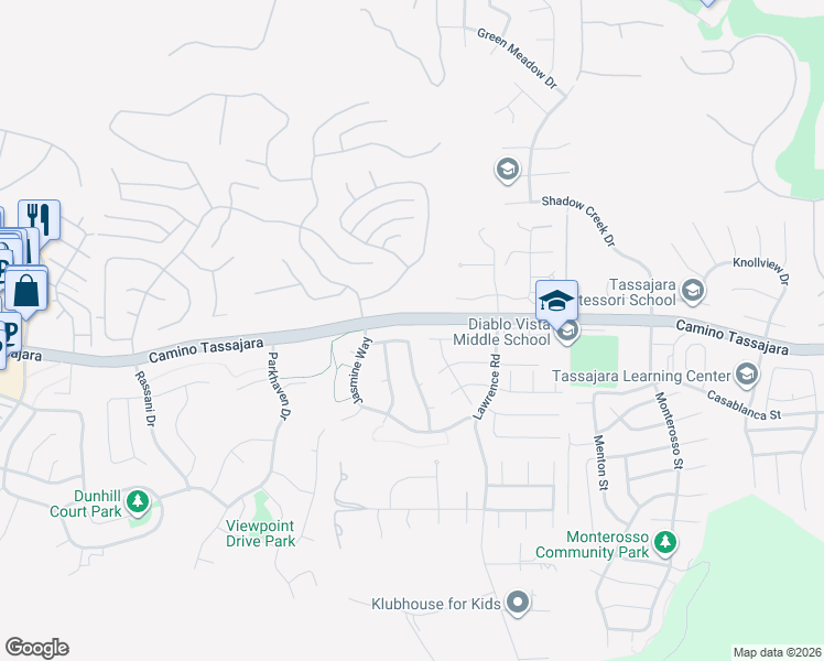 map of restaurants, bars, coffee shops, grocery stores, and more near 334 Squirrel Ridge Way in Danville
