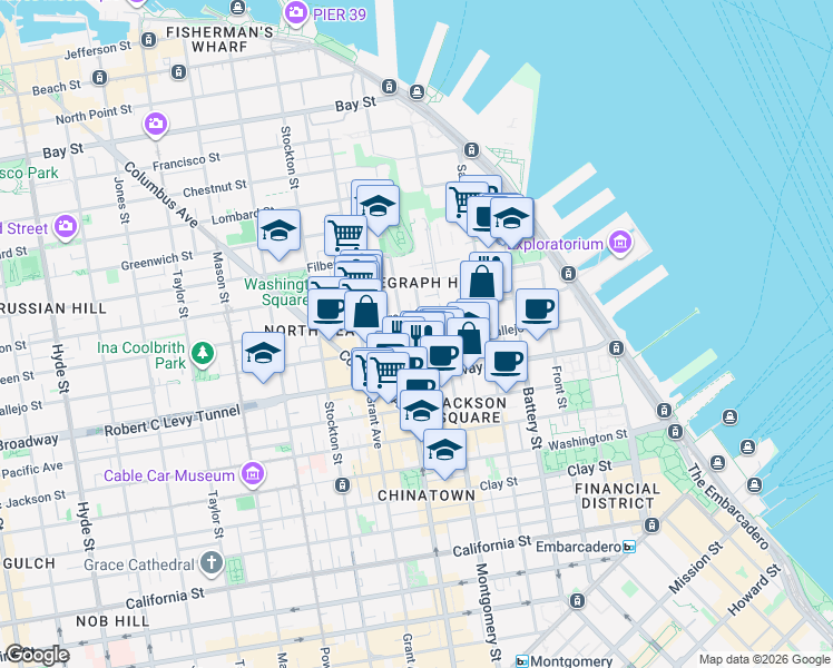 map of restaurants, bars, coffee shops, grocery stores, and more near in San Francisco