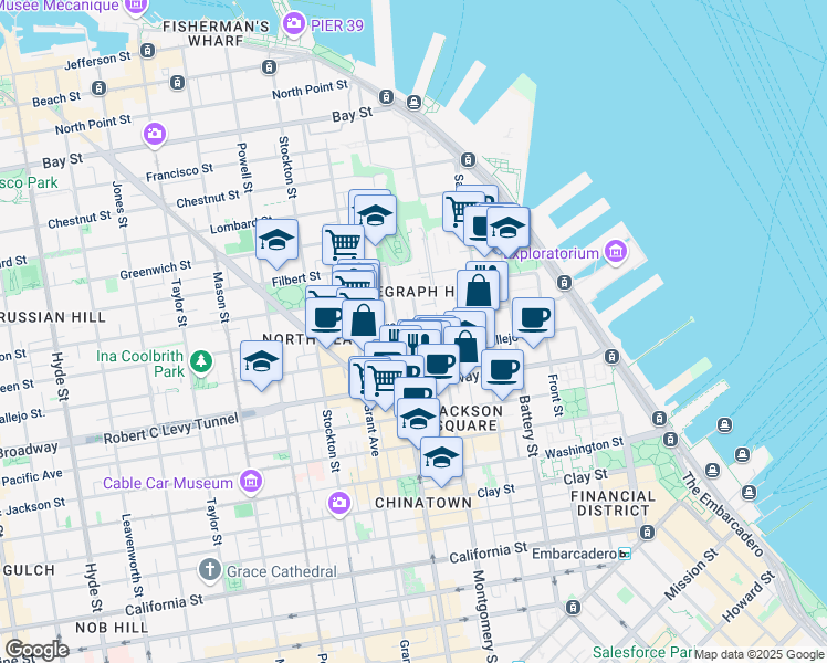 map of restaurants, bars, coffee shops, grocery stores, and more near in San Francisco