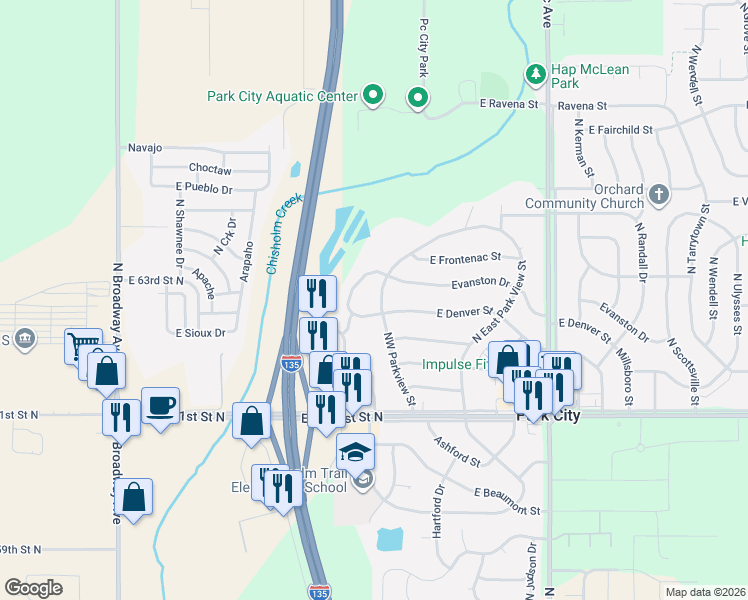map of restaurants, bars, coffee shops, grocery stores, and more near 6424 Northwest Parkview Street in Park City