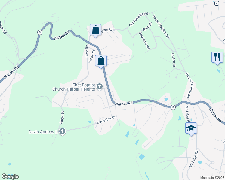 map of restaurants, bars, coffee shops, grocery stores, and more near 2752 Daisy Ln in Beckley
