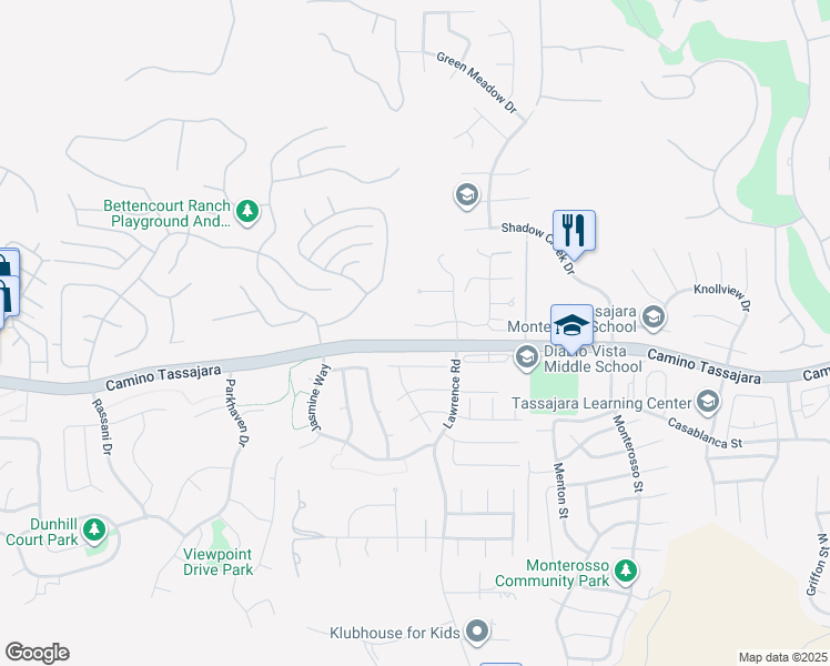 map of restaurants, bars, coffee shops, grocery stores, and more near 517 Garrigan Court in Danville