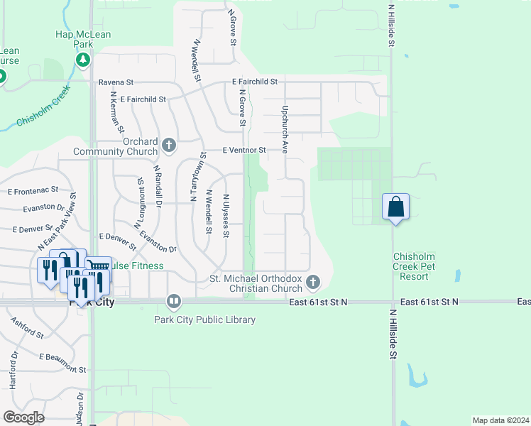 map of restaurants, bars, coffee shops, grocery stores, and more near 2525 Evanston in Park City