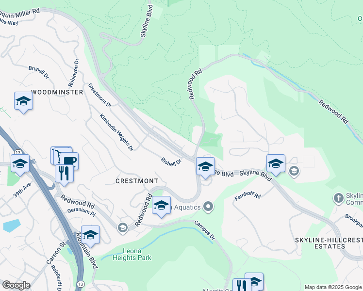 map of restaurants, bars, coffee shops, grocery stores, and more near 310 Stantonville Drive in Oakland