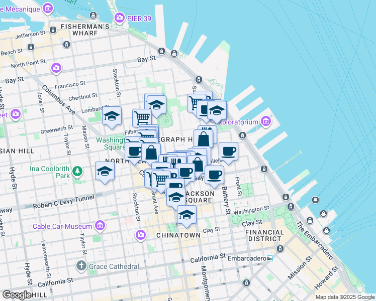 map of restaurants, bars, coffee shops, grocery stores, and more near in San Francisco