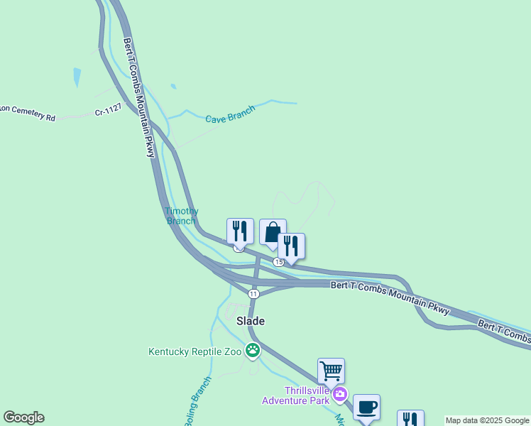 map of restaurants, bars, coffee shops, grocery stores, and more near 221 Debbie Lane in Slade