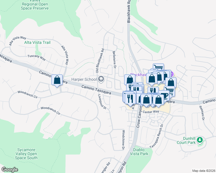 map of restaurants, bars, coffee shops, grocery stores, and more near 247 Abigail Circle in Danville