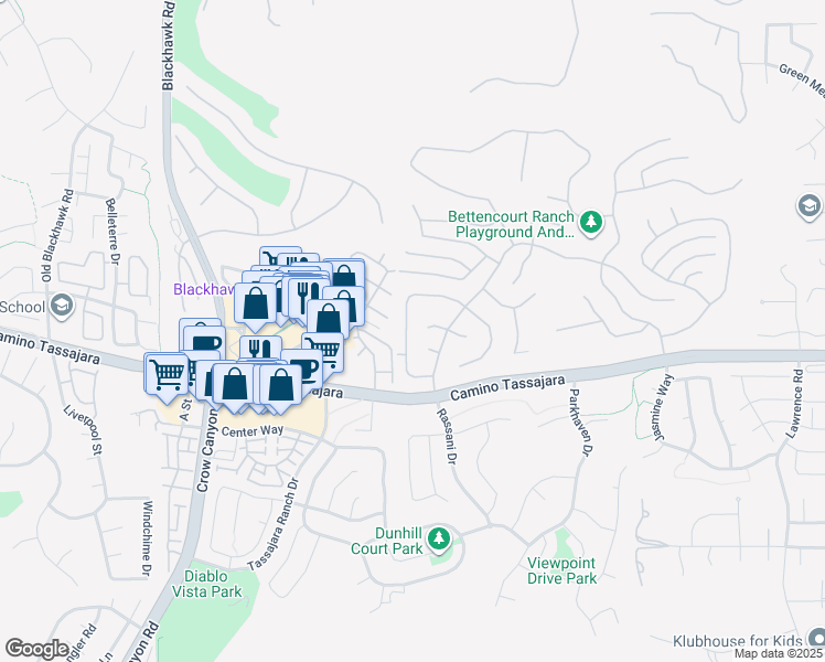 map of restaurants, bars, coffee shops, grocery stores, and more near 3846 Sheffield Circle in Danville
