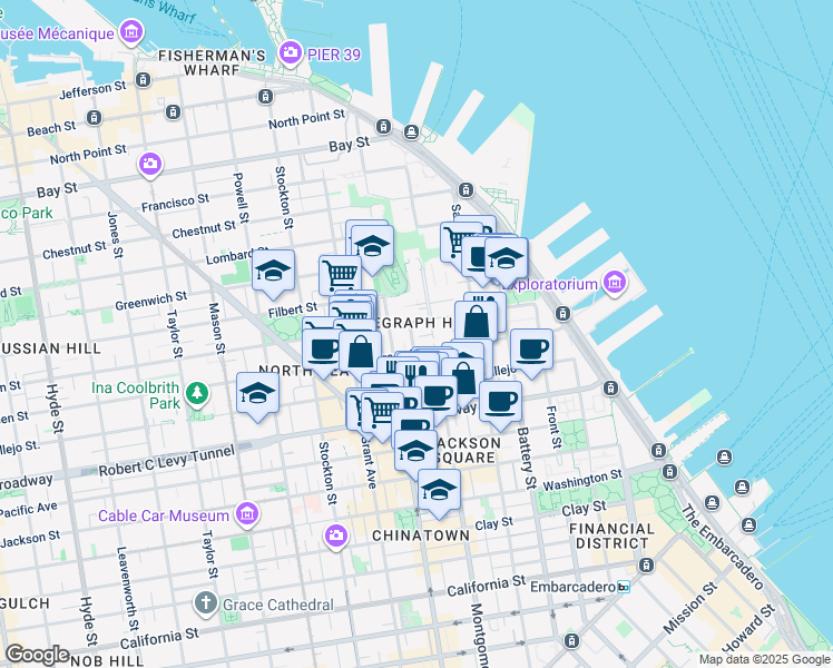 map of restaurants, bars, coffee shops, grocery stores, and more near in San Francisco