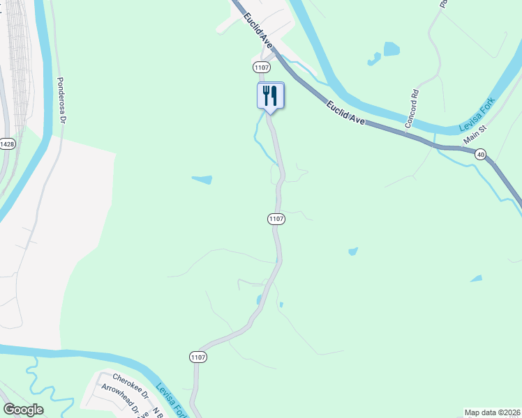 map of restaurants, bars, coffee shops, grocery stores, and more near 2855 Kentucky 1107 in Paintsville