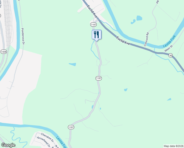 map of restaurants, bars, coffee shops, grocery stores, and more near 2855 Kentucky 1107 in Paintsville