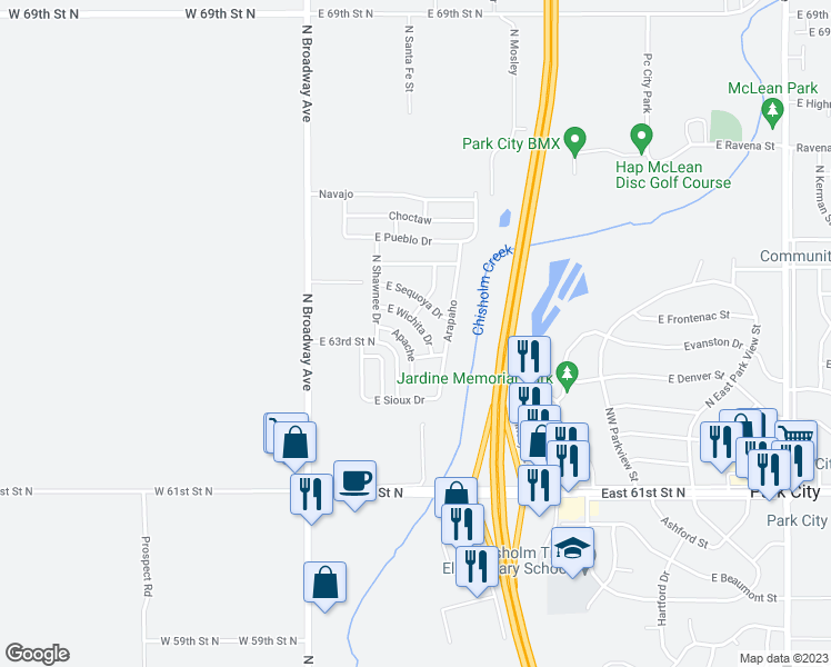 map of restaurants, bars, coffee shops, grocery stores, and more near 19 North Shawnee Drive in Park City