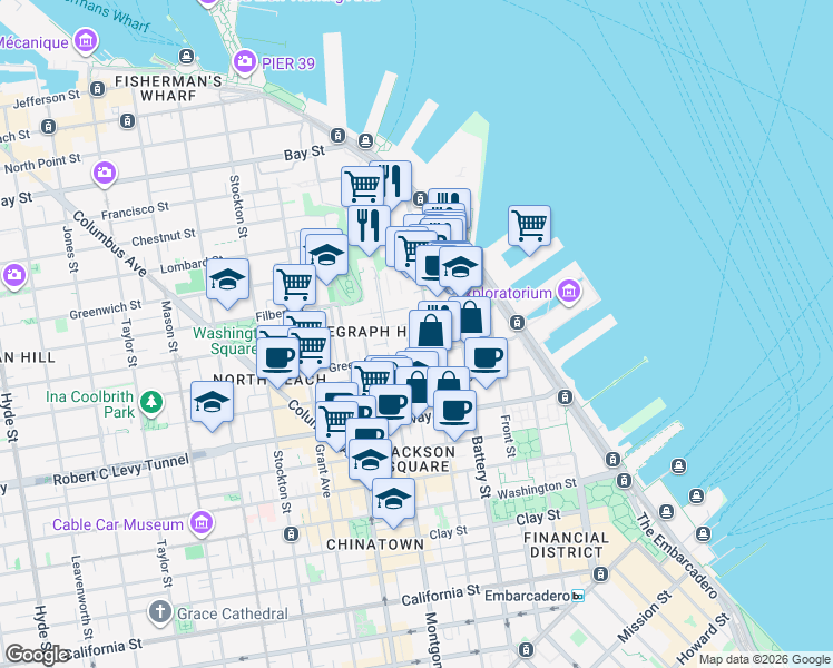 map of restaurants, bars, coffee shops, grocery stores, and more near 38 Calhoun Terrace in San Francisco