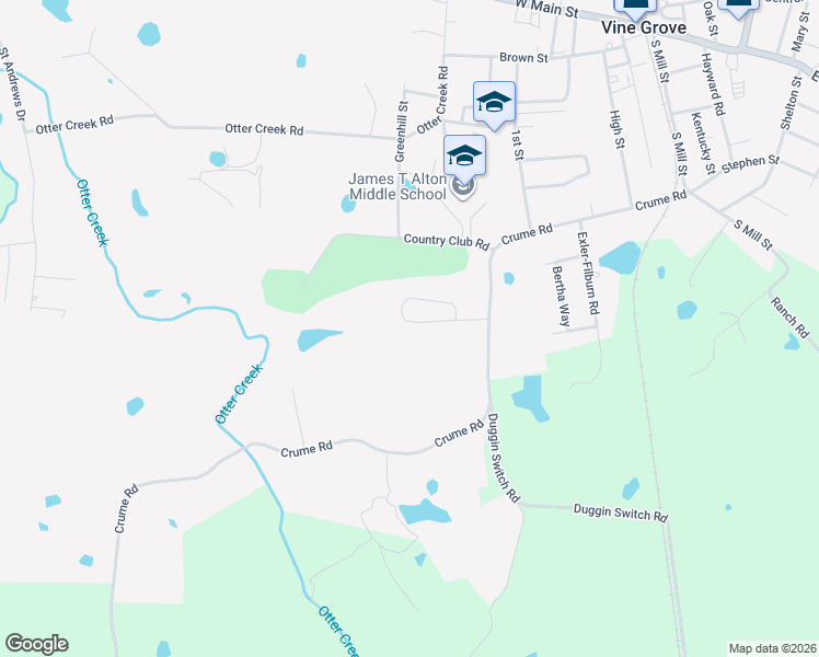 map of restaurants, bars, coffee shops, grocery stores, and more near 150 Croghan Way in Vine Grove