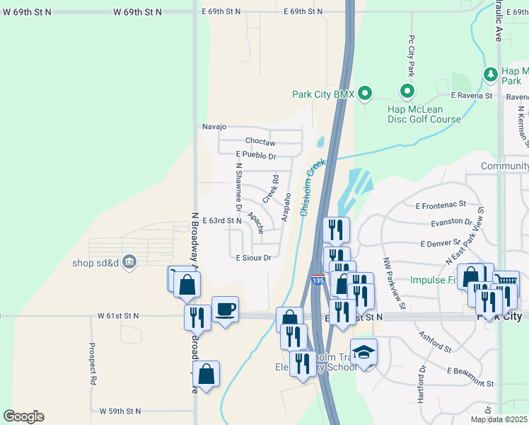 map of restaurants, bars, coffee shops, grocery stores, and more near 20 East Wichita Drive in Park City