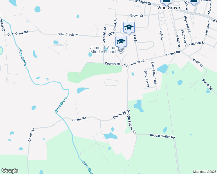 map of restaurants, bars, coffee shops, grocery stores, and more near 152 Croghan Way in Vine Grove
