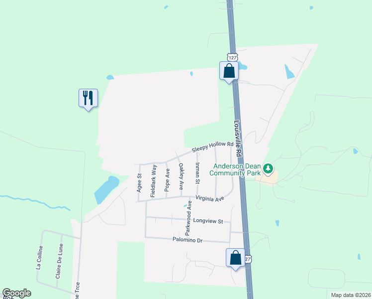 map of restaurants, bars, coffee shops, grocery stores, and more near 489 Sleepy Hollow Road in Harrodsburg