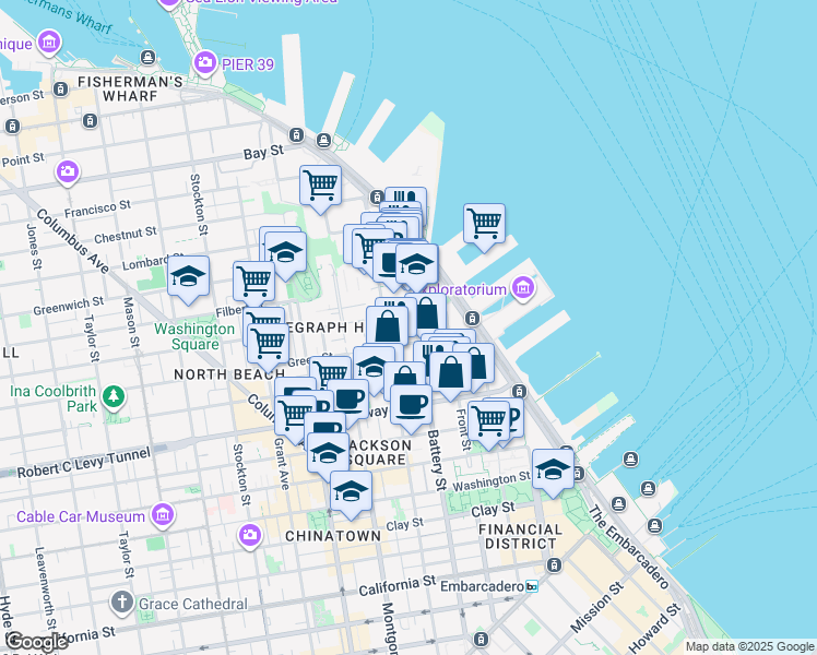 map of restaurants, bars, coffee shops, grocery stores, and more near in San Francisco