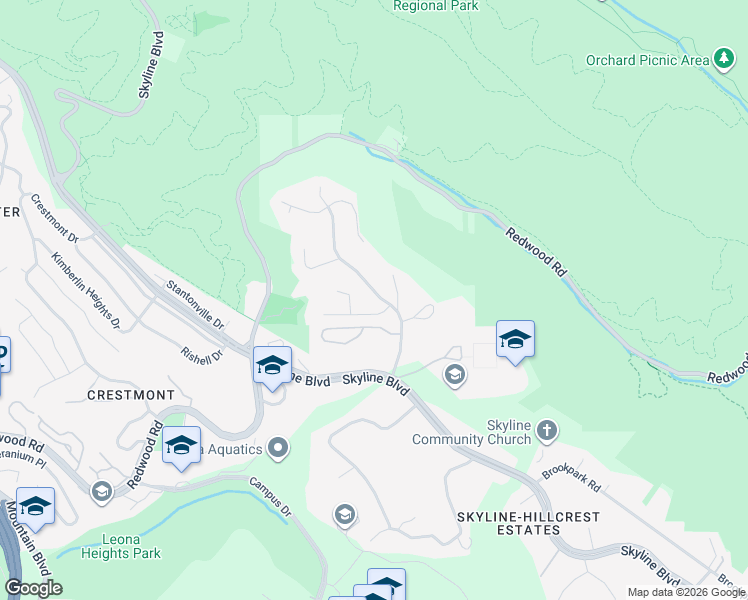 map of restaurants, bars, coffee shops, grocery stores, and more near 5757 Balmoral Drive in Oakland