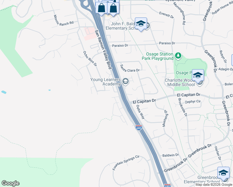 map of restaurants, bars, coffee shops, grocery stores, and more near 221 Jewel Terrace in Danville