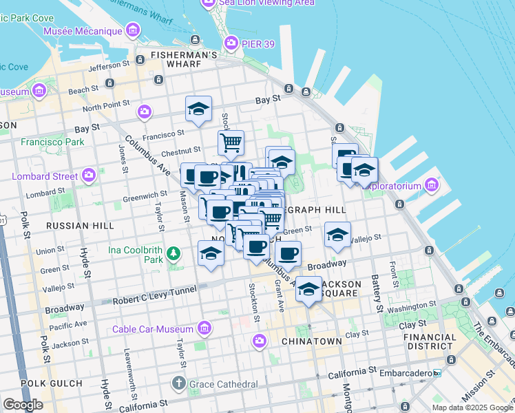 map of restaurants, bars, coffee shops, grocery stores, and more near in San Francisco