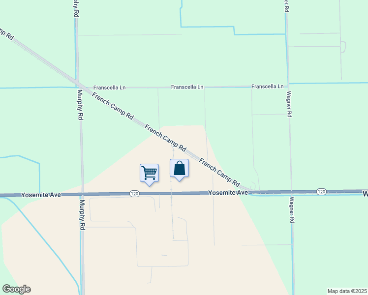 map of restaurants, bars, coffee shops, grocery stores, and more near 17213 French Camp Road in San Joaquin County