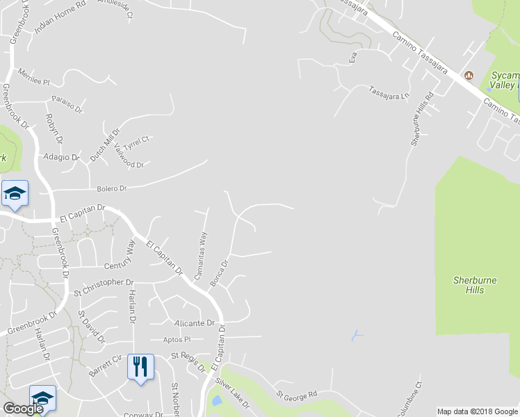 map of restaurants, bars, coffee shops, grocery stores, and more near 372 Borica Drive in Danville
