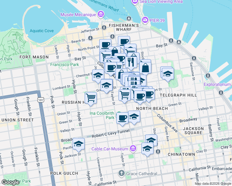 map of restaurants, bars, coffee shops, grocery stores, and more near 46-48 Valparaiso Street in San Francisco