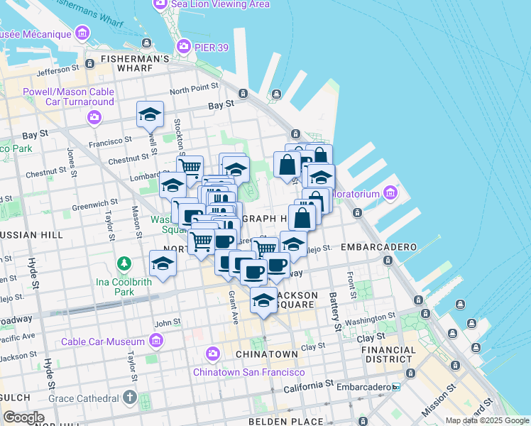 map of restaurants, bars, coffee shops, grocery stores, and more near 1310 Montgomery Street in San Francisco