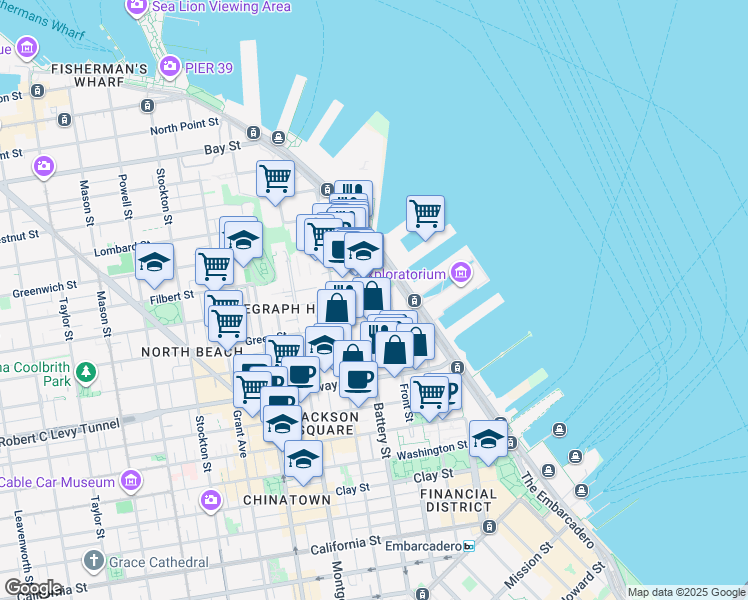 map of restaurants, bars, coffee shops, grocery stores, and more near in San Francisco