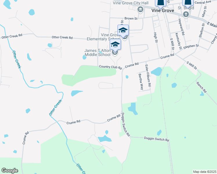 map of restaurants, bars, coffee shops, grocery stores, and more near 143 Croghan Way in Vine Grove
