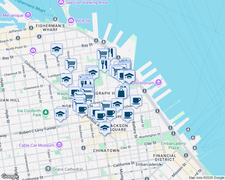 map of restaurants, bars, coffee shops, grocery stores, and more near in San Francisco